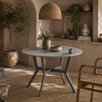 Wyld Haus Donato 90cm Grey Round Dining Table Black Metal Legs Anti Slip Feet