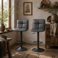 Wyld Haus Miha Set of 2 Dark Grey Faux Leather Adjustable Bar Stools