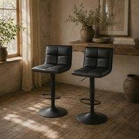 Wyld Haus Miha Set of 2 Black Faux Leather Adjustable Bar Stools