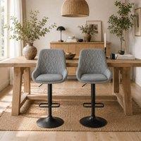 Wyld Haus Taraneno Set of 2 Light Grey Faux Leather Retro Adjustable Bar Stools