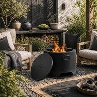Wyld Haus Ralarari 60cm Black Steel Round Outdoor Fire Pit with Lid