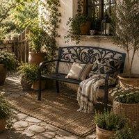 Wyld Haus Saradi Taro Steel Black 2 Seater Garden Bench
