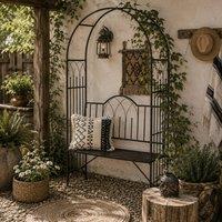 Wyld Haus Katoba Black Metal 2 Seater Garden Arch Bench with Trellis