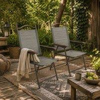 Wyld Haus Set of 2 Dark Grey Folding Garden Chairs with Mesh Seats