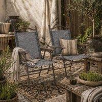 Wyld Haus Hael Set of 2 Grey Folding Garden Chairs with Mesh Seats