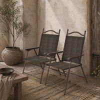 Wyld Haus Covani Set of 2 Dark Brown Folding Garden Chairs with Mesh Seats