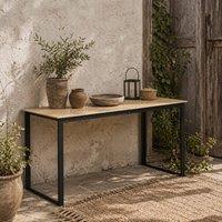 Wyld Haus Noke Teak 175cm 6Seater Rectangular Outdoor Dining Table Slatted Top in Black