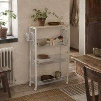 Wyld Haus Else Lune 3 Tier Slim Kitchen Cart White Frame Maple Top