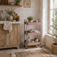 Wyld Haus Razira Pink 3 Tier Steel Storage Trolley