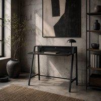 Wyld Haus Havi 84cm Compact Black Writing Desk with Raised Storage Shelf