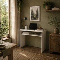Wyld Haus Doha 90cm White Wood Grain Compact Study Desk with Storage Shelf