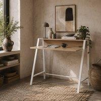 Wyld Haus Dodosu 84cm Compact White & Oak Writing Desk with Storage Shelf