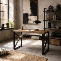 Wyld Haus Filudi 120cm Black & Brown Wood Effect Desk with Storage Shelf