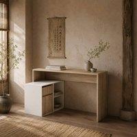 Wyld Haus Kavi 120cm Oak Effect & White L Shaped Desk with Drawer & Shelving