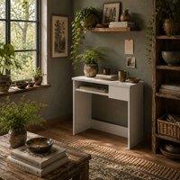 Wyld Haus Samoka 80cm Compact White Desk with Keyboard Tray & Drawer