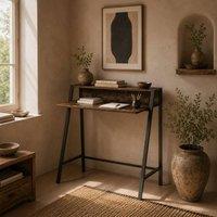Wyld Haus Hala 84cm Rustic Brown Compact Writing Desk with Raised Storage Shelf