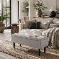 Wyld Haus Vemovi Grey Fabric Storage Ottoman Bench 57L with Wooden Legs