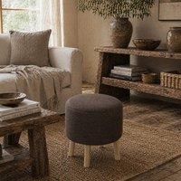 Wyld Haus Roli Linen Look Dark Brown Round Storage Ottoman