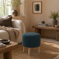 Wyld Haus Dotaha Blue Linen Look Round Storage Ottoman