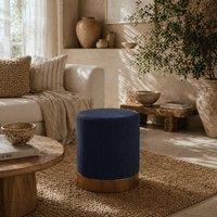 Wyld Haus Tamo Bala Dark Blue Corduroy Padded Footstool with Gold Accent