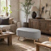Wyld Haus Charcoal Teddy Fleece Storage Ottoman Rectangular Natural Pine Legs
