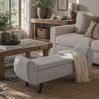 Wyld Haus Nesama Linen Look Dark Grey Storage Bench with Armrests