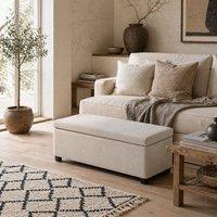 Wyld Haus Toha Beige Corduroy Storage Ottoman Bench Removable Padded Lid
