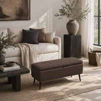 Wyld Haus Mahano Dark Brown Linen Look Rectangular Storage Ottoman