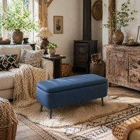 Wyld Haus Sudina Dark Blue Linen Look Rectangle Storage Ottoman