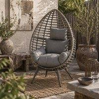 Wyld Haus Luyono Grey Teardrop Rattan Egg Chair with Cushion