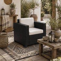 Wyld Haus Raco Black Rattan Outdoor Armchair with Thick Cushions