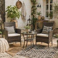 Wyld Haus Lovi Brown 3 Piece Rattan Bistro Set with Cushions