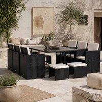 Wyld Haus Lokeha 11 Piece Black & Milk White Rattan Outdoor Dining Set