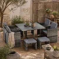 Wyld Haus Vidiva Viha Faux Rattan 8 Seater Outdoor Dining & Seating Set in Grey