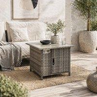 Wyld Haus Hara Luri Grey Rattan Square Outdoor Gas Fire Pit Table
