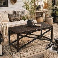 Wyld Haus Donori Outdoor Coffee Table Mixed Brown Woven Top Black X Frame