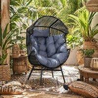 Wyld Haus Lilo Grey & Black String Style Egg Chair with Padded Cushion