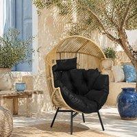 Wyld Haus Molaha Sand & Black String Style Egg Chair with Padded Cushion
