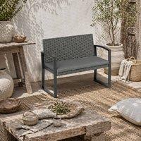 Wyld Haus Haloka 2 Seater Rattan Outdoor Garden Bench Light Grey in Dark Grey