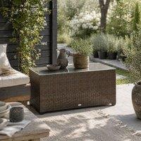 Wyld Haus Pata Brown Rattan Outdoor Coffee Table with Glass Top