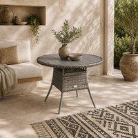 Wyld Haus Ladido 90cm Grey Rattan Wood Effect Outdoor Dining Table