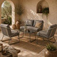 Wyld Haus Yoma Grey 4 Seater Rattan Outdoor Sofa Set