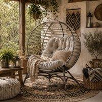 Wyld Haus Lenika Oversized Light Grey Egg Chair with Cushion & Side Pocket