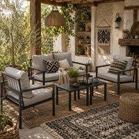 Wyld Haus Cosneri Light Grey 4 Seater Garden Sofa Set with 2 Coffee Tables