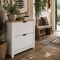 Wyld Haus Eldino Slim White Shoe Cabinet with 2 Flip Drawers 6 - 12 Pairs