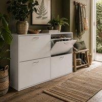 Wyld Haus Notake White 4 Drawer Shoe Storage Cabinet 120 x 24 x 81 cm