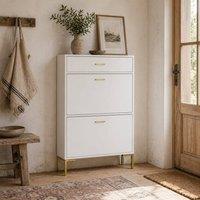 Wyld Haus Suto Slim White Shoe Cabinet with 3 Drawers for 12 Pairs