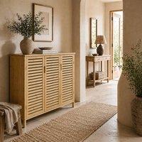 Wyld Haus Elfi Naba Natural Bamboo 3 Door Shoe Cabinet with 8 Adjustable Shelves