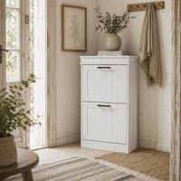 Wyld Haus Bana White Slim 2 Drawer Shoe Cabinet Holds Up to 10 Pairs