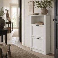 Wyld Haus Lisavi Slim White Shoe Cabinet 2 Tilt Out Drawers with Open Shelf